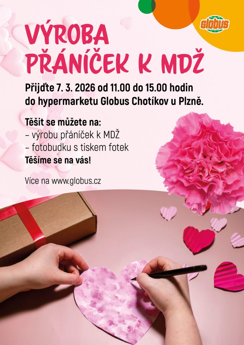 Výroba přáníček k MDŽ v Globusu Chotíkov