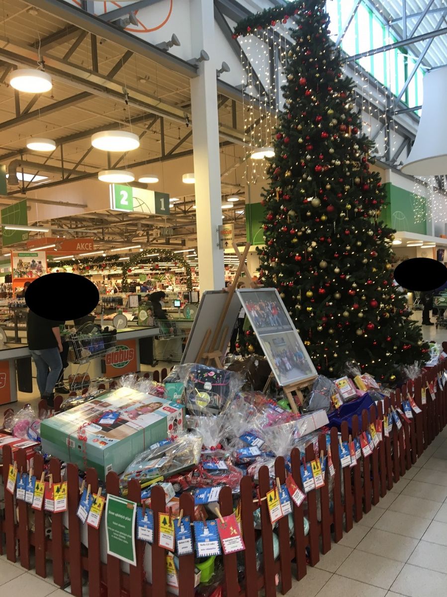 Předání radosti v Globusu v Chotíkově u stromu splněných přání. 