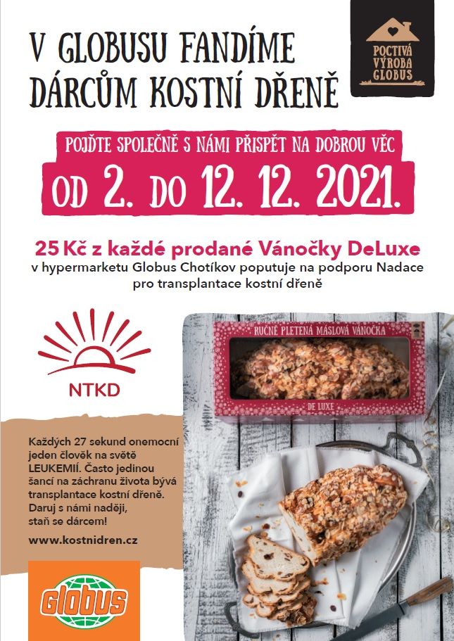 obrázek: S Globusem se můžete zapojit a podpořit Nadaci Transplantace Kostní Dřeně. 