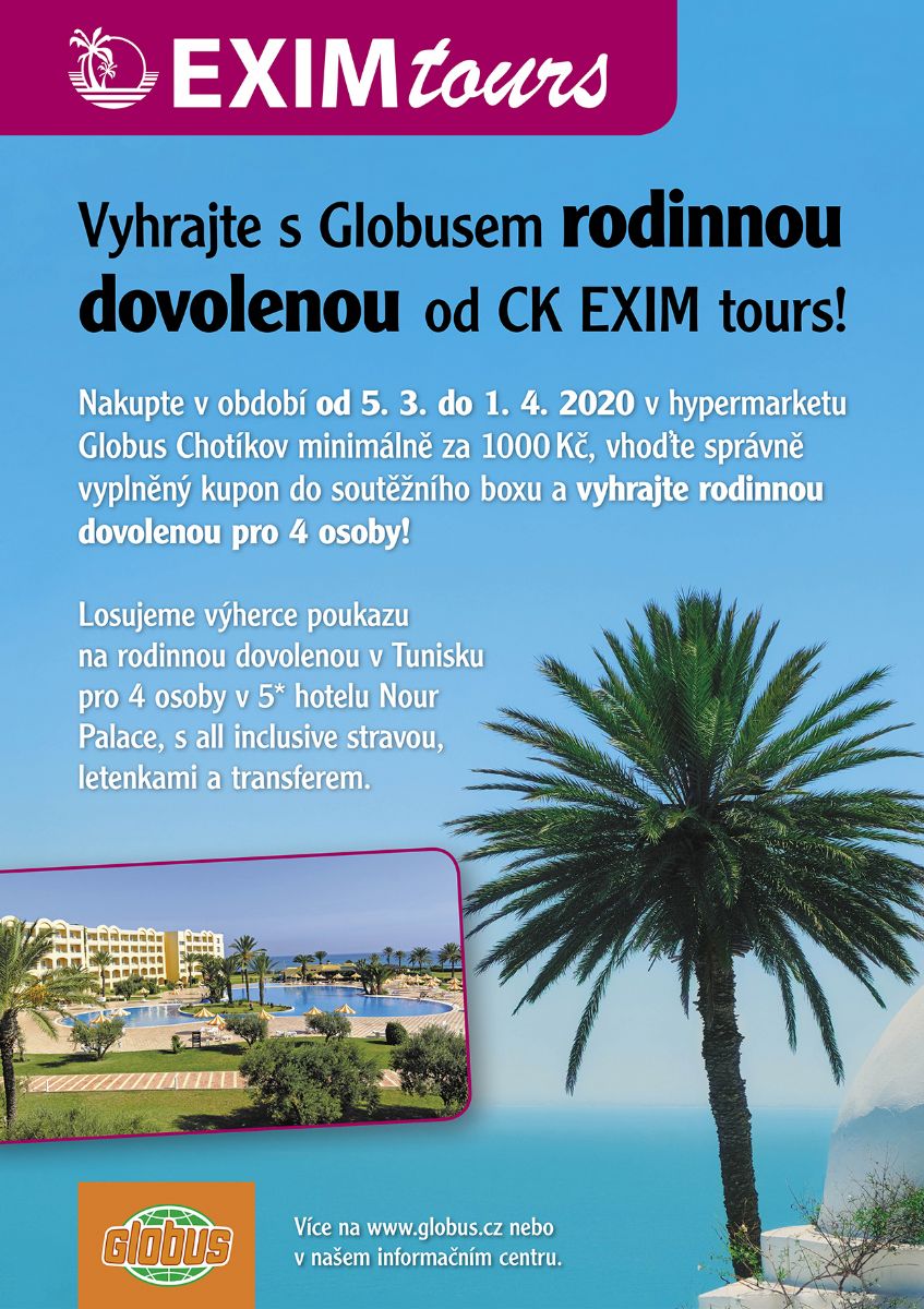 obrázek: Soutěž s Globusem o rodinnou dovolenou s Exim tours 