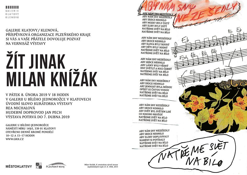 obrázek: Galerie U Bílého jednorožce v Klatovech zve na výstavu Milan Knížák / Žít jinak