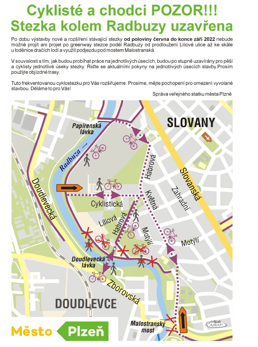 Město rozšíří frekventovanou greenway cyklostezku podél Radbuzy