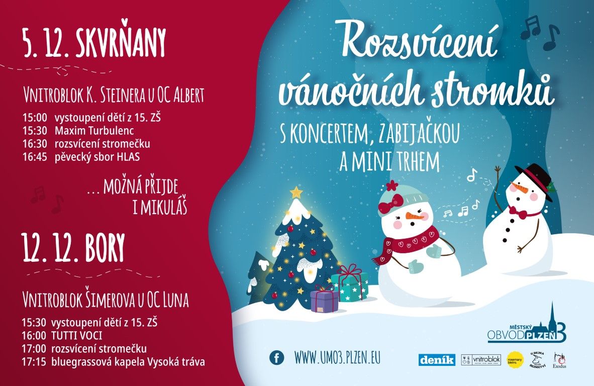 obrázek: Rozsvícení stromků doprovodí koncerty