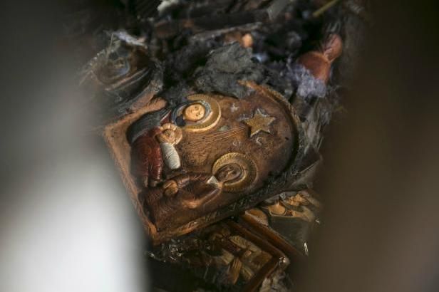 obrázek: Kostel Rozmnožení chlebů a ryb zřejmě zapálili židovští extremisté