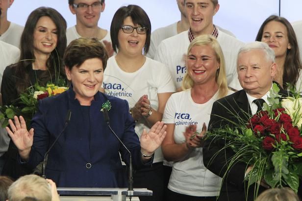 obrázek: Polští konzervativci slaví, mají šanci na parlamentní většinu