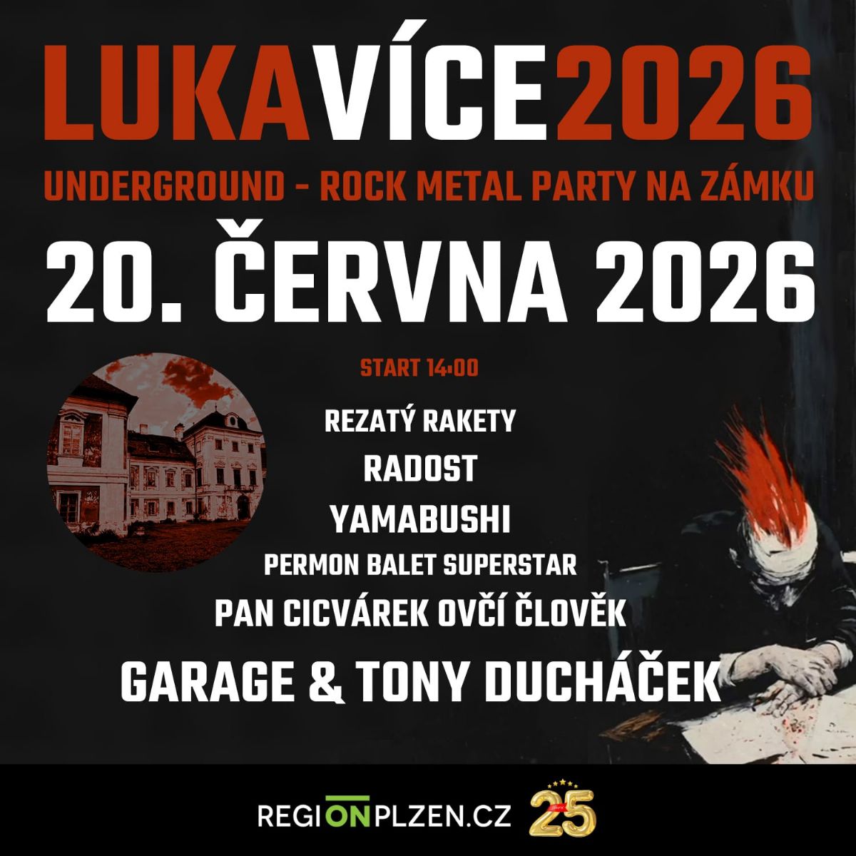 LukaVÍCE 2026 - festival underground, rock metal párty na zámku v Dolní Lukavici