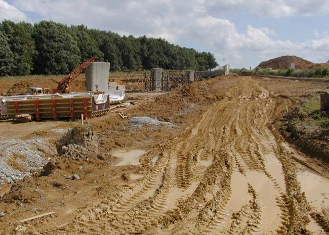 obrázek: Déšť zdržuje výstavbu obchvatu