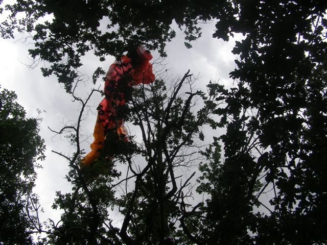 obrázek: Paraglidista zůstal odpoledne viset v Koterově na stromě