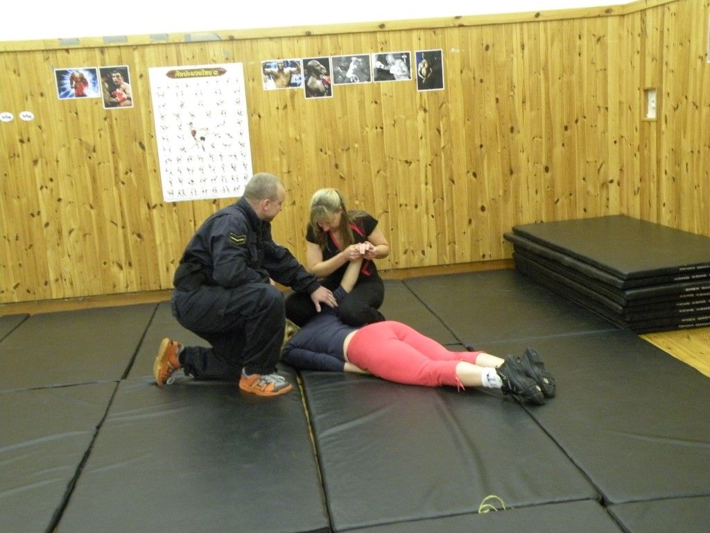 obrázek: Plzeňští strážníci se cvičí v sebeobraně