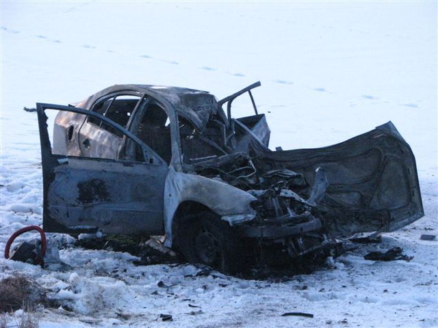 obrázek: Při nehodě u Dobřan zemřel člověk a shořelo auto