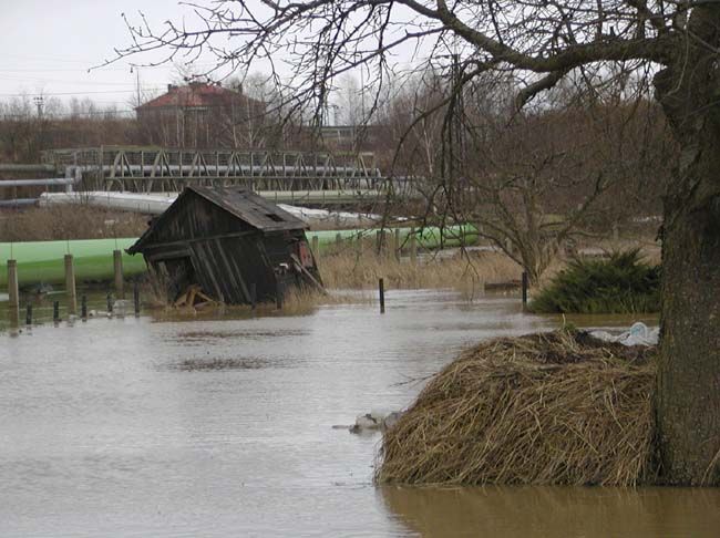 obrázek: V Nové Huti hasiči stavěli přes noc hráze