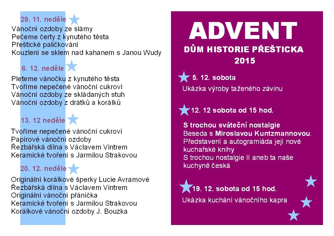 Advent v Domu historie Přešticka