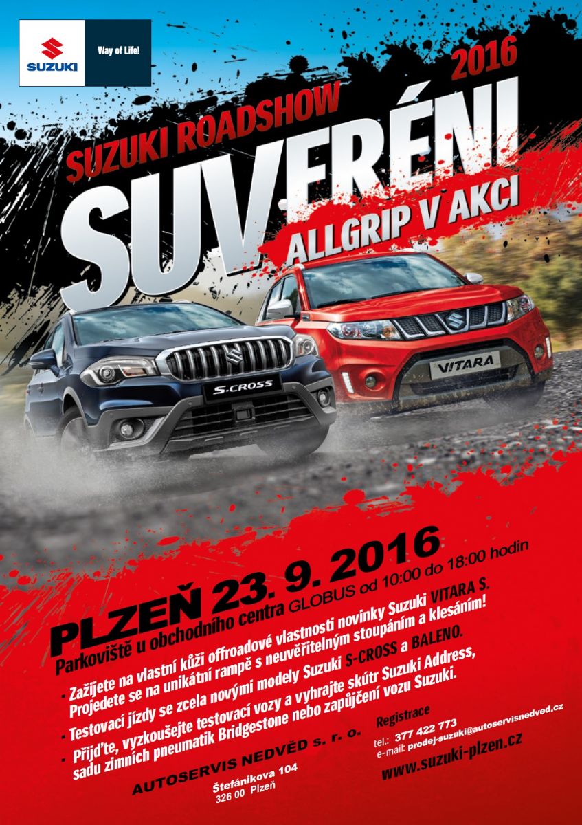 Přijďte vyzkoušet novinku Suzuki Vitara S a vyhrajte skútr Suzuki Address