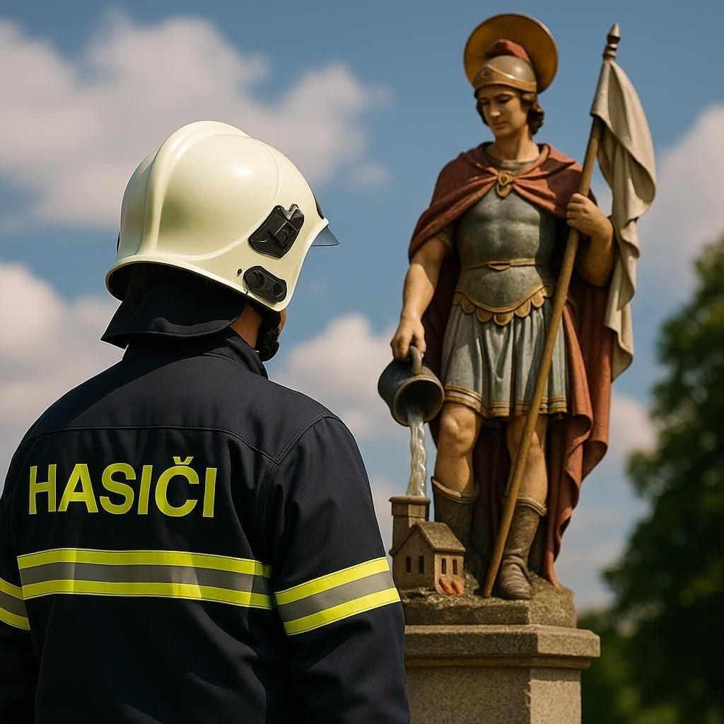 obrázek: Dnes je den sv. Floriána, patrona hasičů. Poděkujte těm, kteří vyrážejí tam, odkud ostatní utíkají