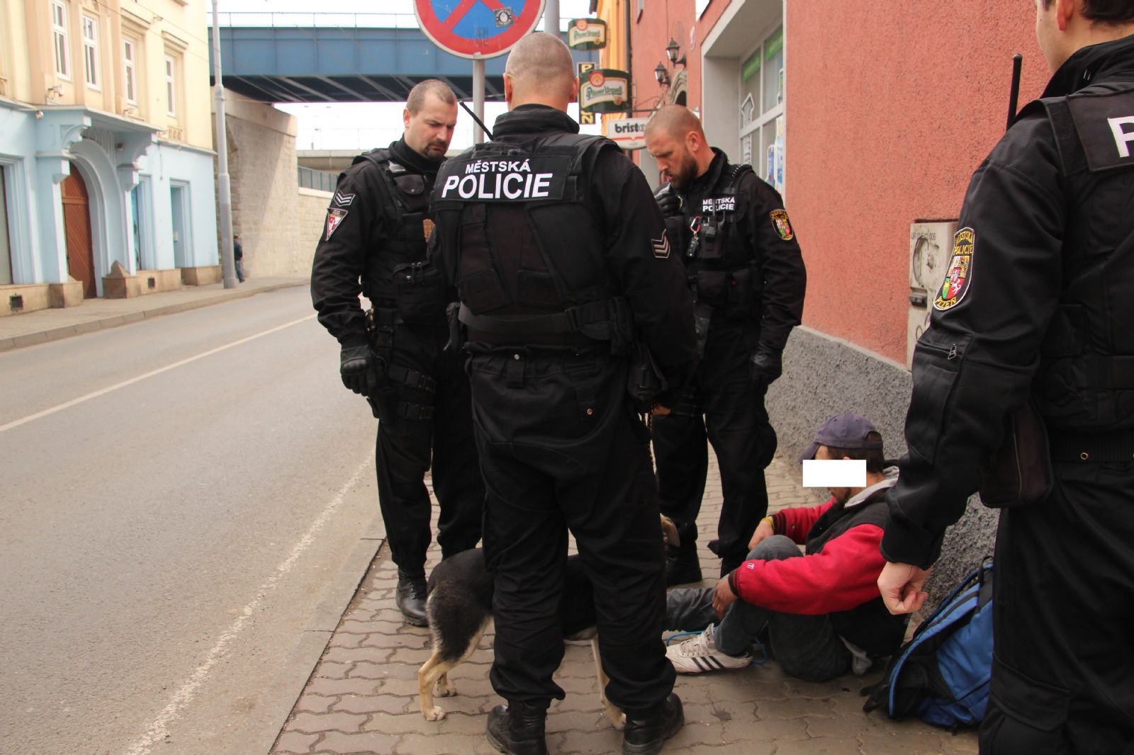 Namol zpitý ležel v Plzni na chodníku, ke kalhotám přivázaného psa