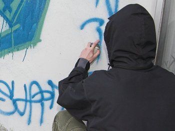 Policisté chytli mladého sprejera, který v Plzni pomaloval dům