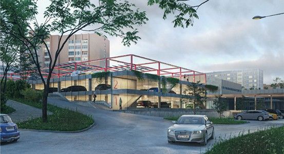Lochotín čeká večerní zkouška osvětlení. Parkovací dům Atom míří ke kolaudaci