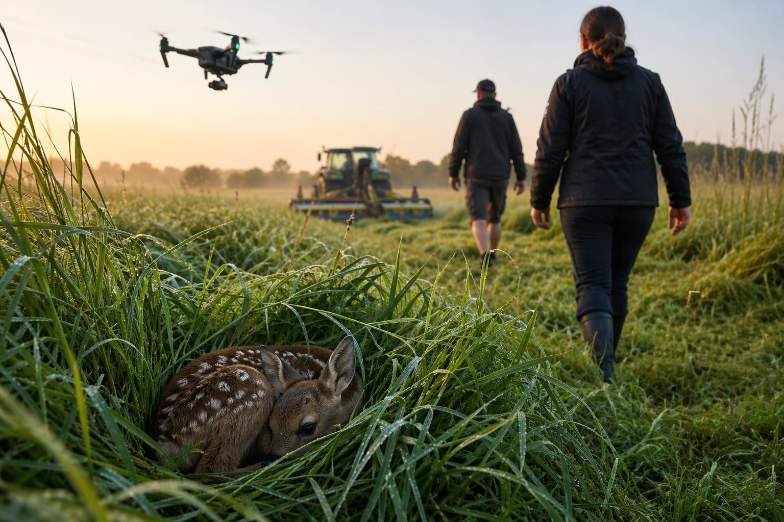Na Plzeňsku začíná boj o srnčata. Dobrovolníci před sečením procházejí louky a nasazují drony