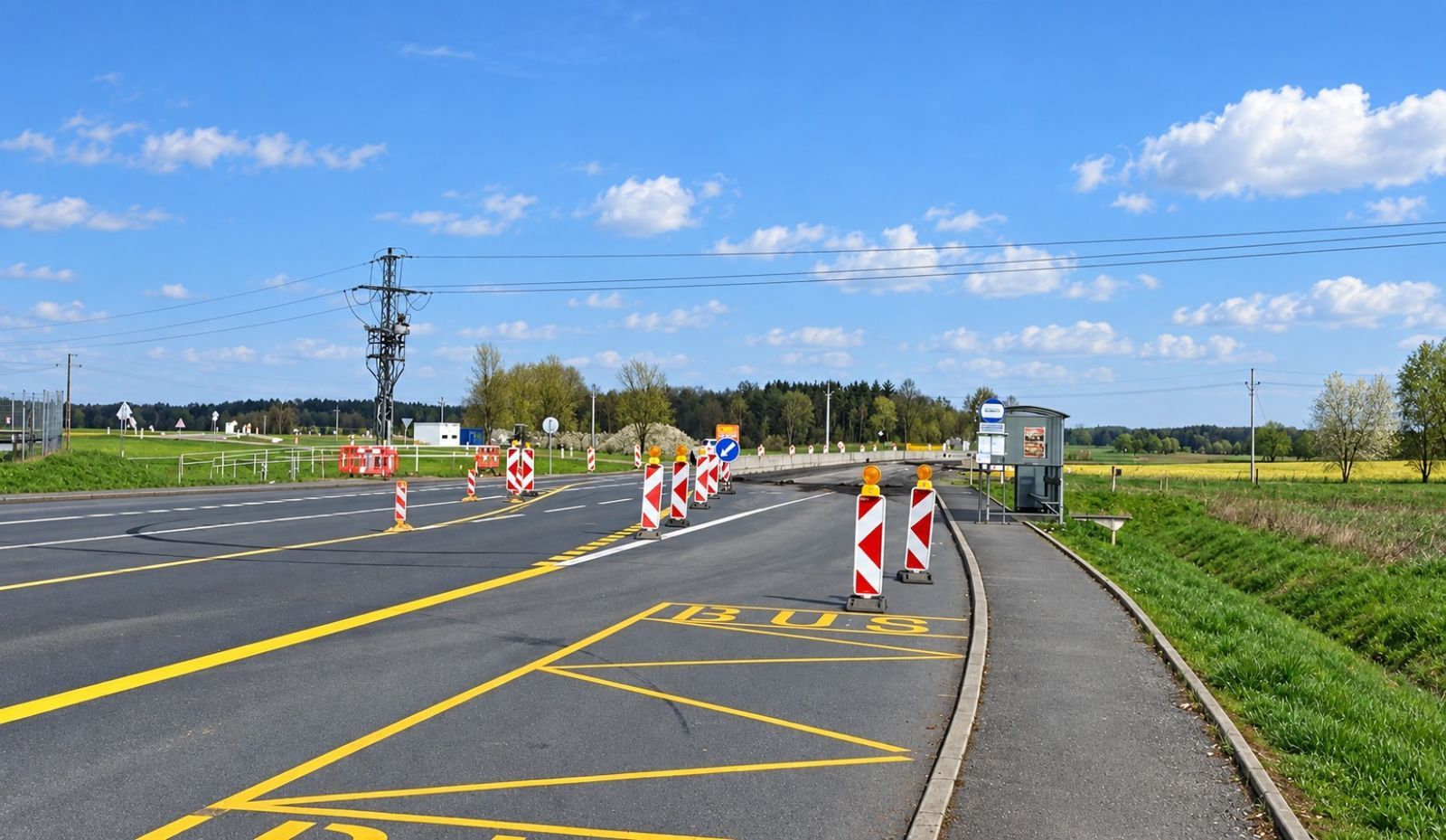 Na Tachovsku končí měsíce omezení. Nový kruhový objezd u Nové Hospody se otevře naplno