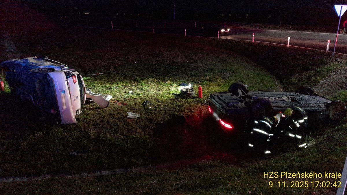 Nový rokycanský obchvat - dvě nehody během chvíle