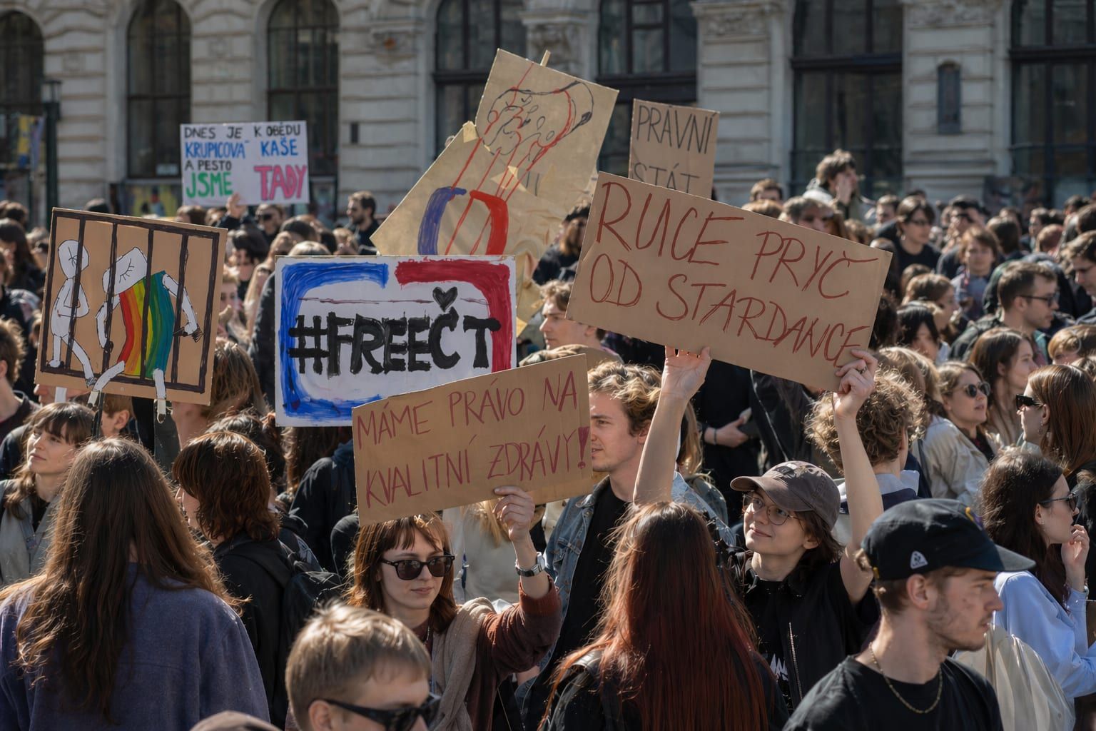 Studenti protestovali za Českou televizi a rozhlas. Do akcí se zapojila i Plzeň