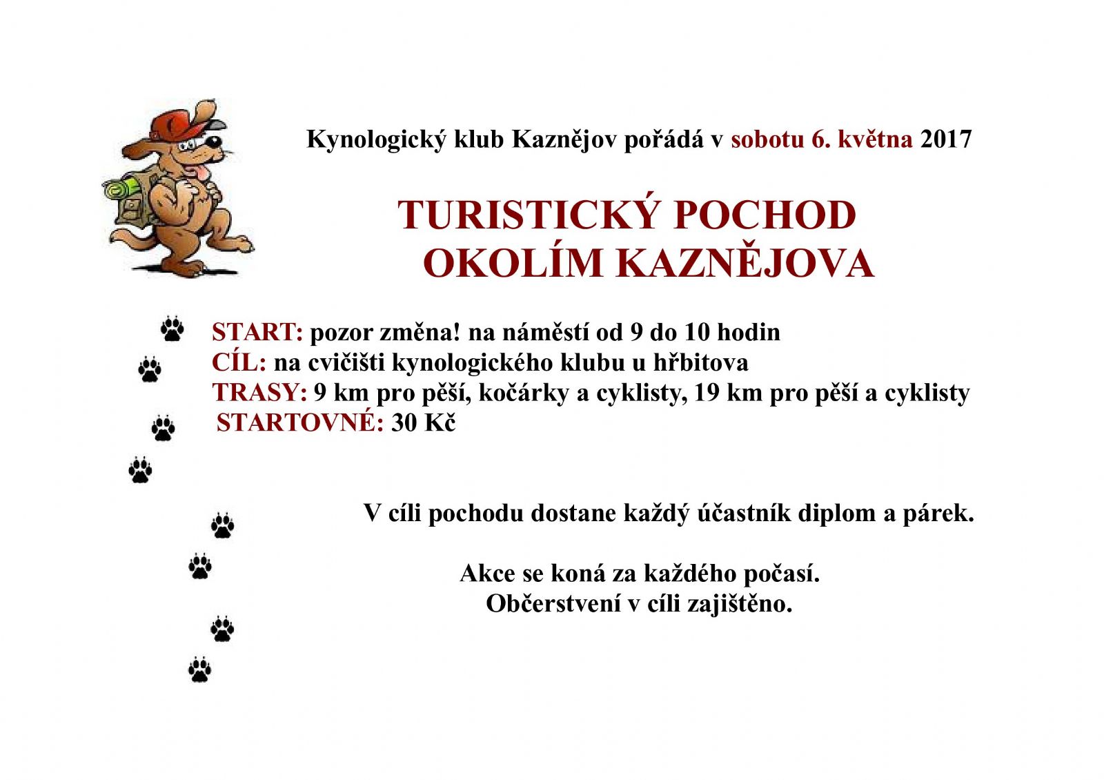 Kynologové z Kaznějova zvou na pochod