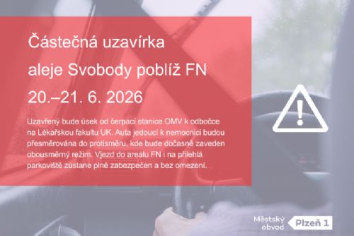 obrázek:Oprava výtluků zkomplikuje o víkendu provoz k lochotínské nemocnici