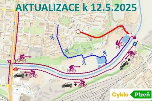 Foto: Rolnické náměstí v Plzni je od 12. května 2025 uzavřeno pro veškerou dopravu.