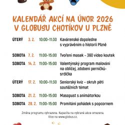Kalendář akcí na únor 2026 v Globusu Chotíkov