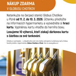 Natankujte a získejte nákup zdarma v Globusu Chotíkov