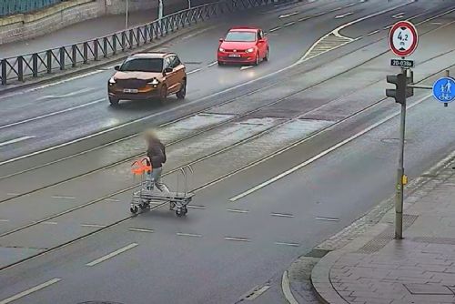 obrázek:Spanilá jízda Plzní s ukradeným vozíkem (video)