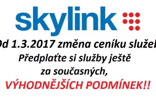 Foto: Změna ceníku Skylink, platná od 1.3.2017