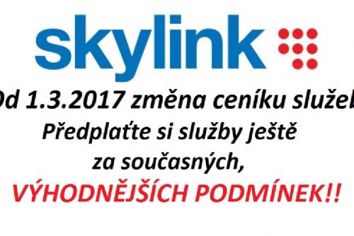 Foto: Změna ceníku Skylink, platná od 1.3.2017
