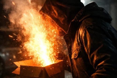 obrázek:Muž chtěl odstranit krabici se střelným prachem, skončil s popáleným obličejem