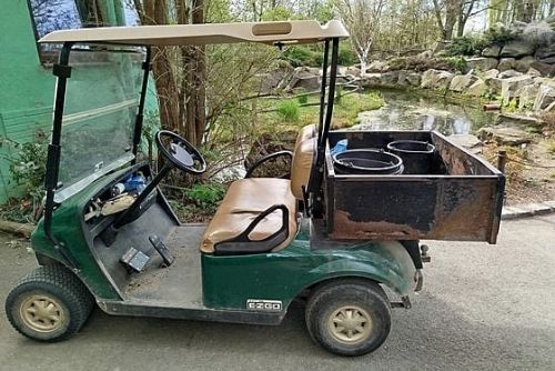 obrázek:Ze zoo v Plzni zmizel zelený golfový vozík. Zloděj odnesl i vysílačky a nářadí