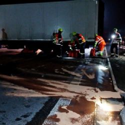 Kamion prorazil svodidla, D5 zablokována