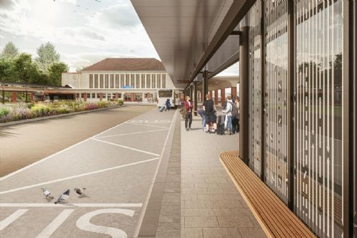 obrázek:Nový přestupní terminál v Klatovech zlepší spojení autobusů a vlaků