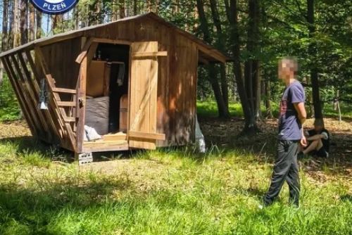 obrázek:Z lesního domku na Borských polích si udělali noclehárnu. Strážníci uvnitř našli dva muže
